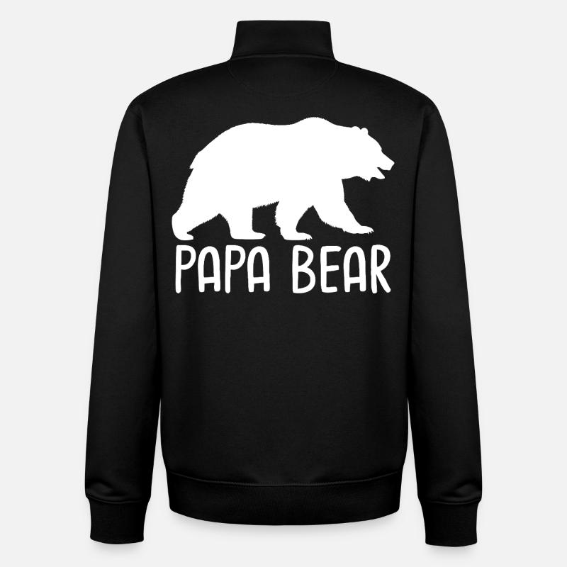 Papa Ours - Sweat zippé unisexe en coton bio Stanley/Stella - noir