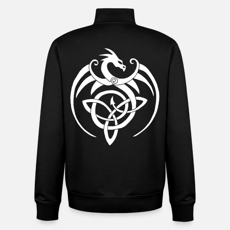 Dragon blanc et symbole celte - Sweat zippé unisexe en coton bio Stanley/Stella - noir