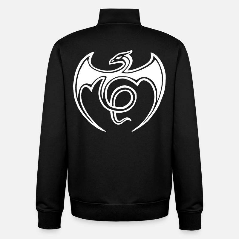 Dragon blanc volant - Sweat zippé unisexe en coton bio Stanley/Stella - noir