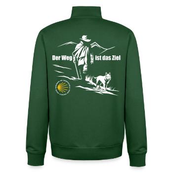 Buen Camino 2026 | Jakobsweg Der Weg ist das Ziel - Unisex Organic Zip Sweatshirt von Stanley/Stella - Flaschengrün - Hinten - AI Model Male 185 dark (185cm)