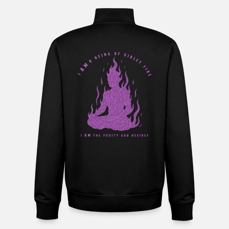 Méditation du feu violet - Sweat zippé unisexe en coton bio Stanley/Stella - noir