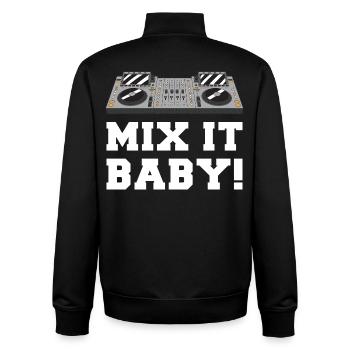 Mix It Baby DJ-Motiv auf Kleidung - Unisex Organic Zip Sweatshirt von Stanley/Stella - Schwarz - Hinten - AI Model Male 185 light (185cm)