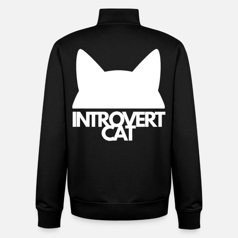 Introvert Cat Silhouette - Unisex Organic Zip Sweatshirt by Stanley/Stella - black