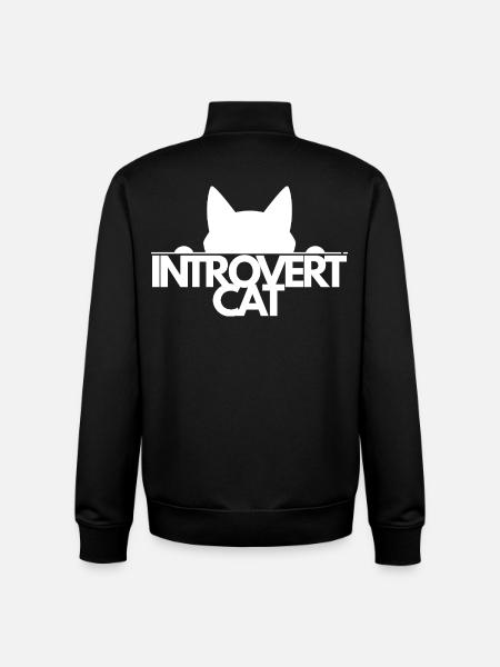 introvert Cat Silhouette - Unisex Organic Zip Sweatshirt by Stanley/Stella - black