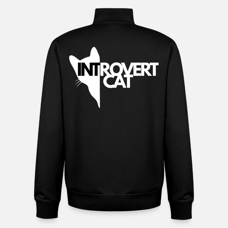 Introverted Cat Contrasting Silhouette - Unisex Organic Zip Sweatshirt by Stanley/Stella - black