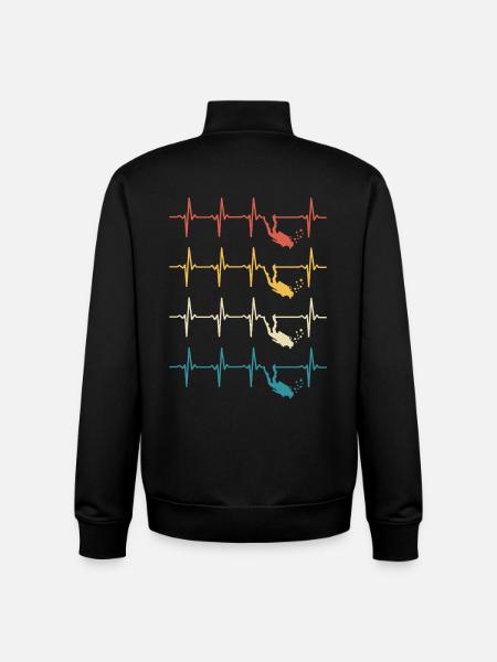 Heartbeat Diver Diver Diving - Unisex Organic Zip Sweatshirt by Stanley/Stella - black