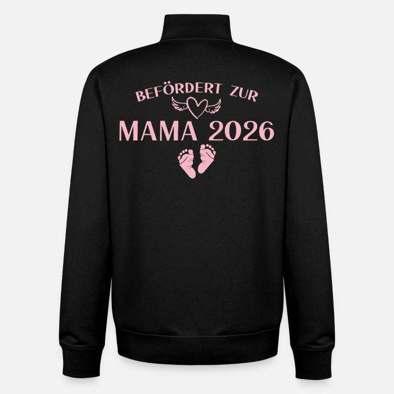 Maternité 2026 Promue Maman - Sweat zippé unisexe en coton bio Stanley/Stella - noir