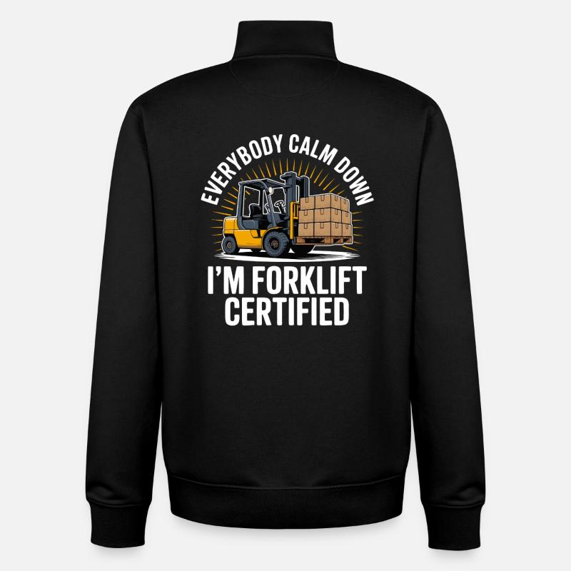 Forklift Certified Humorvolles Gabelstapler-Design - Unisex Organic Zip Sweatshirt von Stanley/Stella - Schwarz