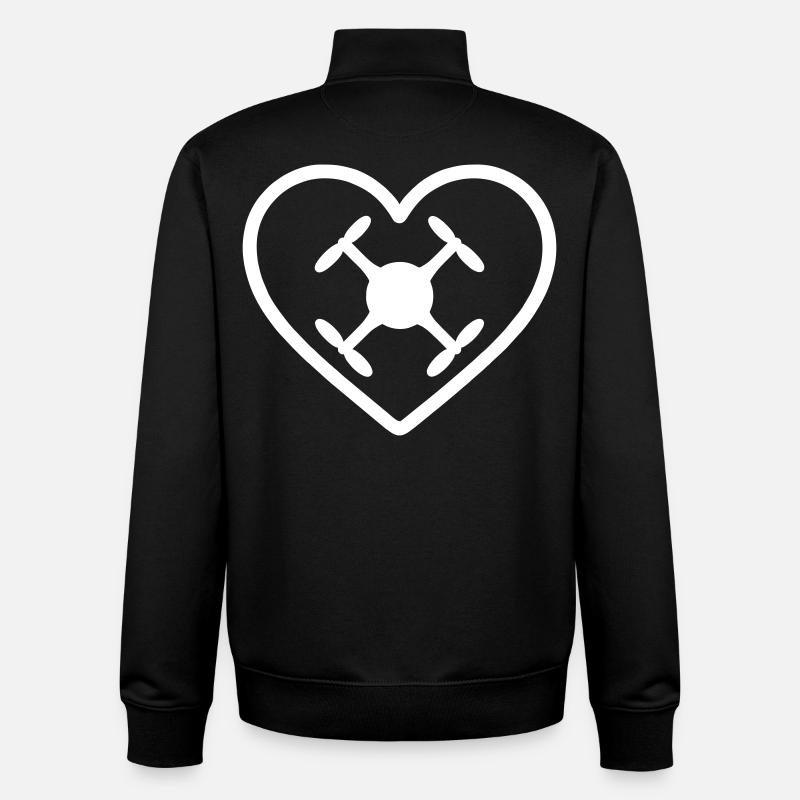Quadricoptère Heart Drone - Sweat zippé unisexe en coton bio Stanley/Stella - noir