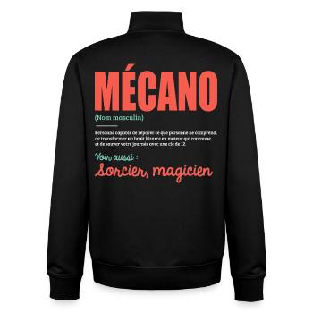 Mechaniker-Definition humorvolles Geschenk für Mechaniker - Unisex Organic Zip Sweatshirt von Stanley/Stella - Schwarz - Hinten - AI Model Male 185 light (185cm)