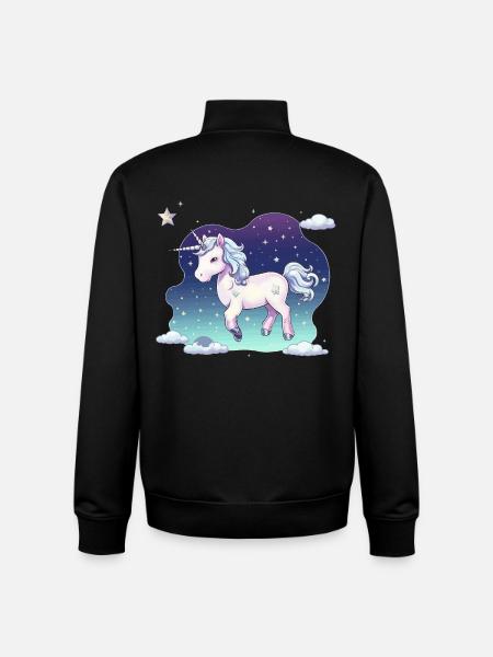 Pastell-Einhorn Sternenhimmel - Unisex Organic Zip Sweatshirt von Stanley/Stella - Schwarz