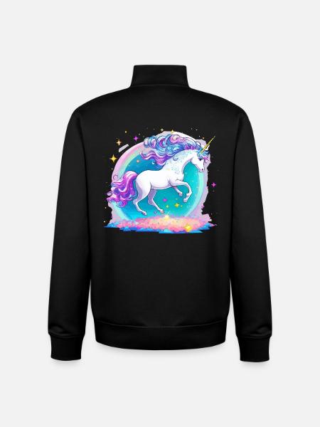 Unicorn Galaxy Neon - Unisex Organic Zip Sweatshirt by Stanley/Stella - black