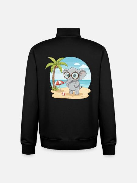 Süßer Elefant mit Brille Strandsommerurlaub - Unisex Organic Zip Sweatshirt von Stanley/Stella - Schwarz