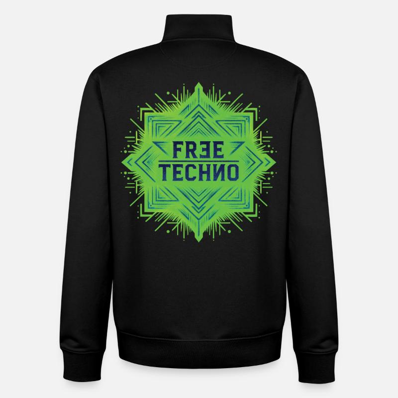 FREE TECHNO #1 - let's talk - Sweat zippé unisexe en coton bio Stanley/Stella - noir