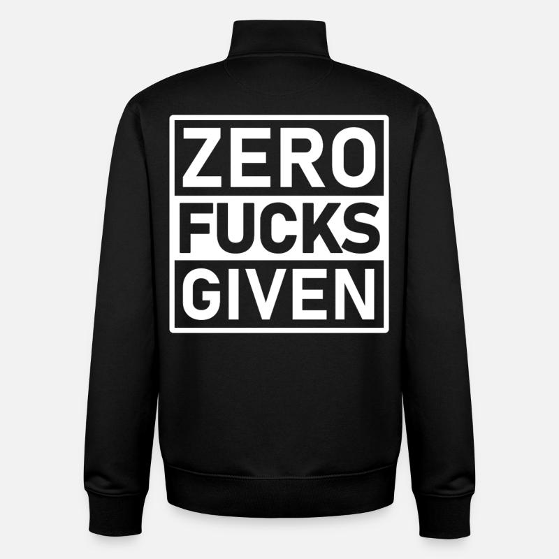 Zero Fucks Given Warning Label - Unisex Organic Zip Sweatshirt by Stanley/Stella - black