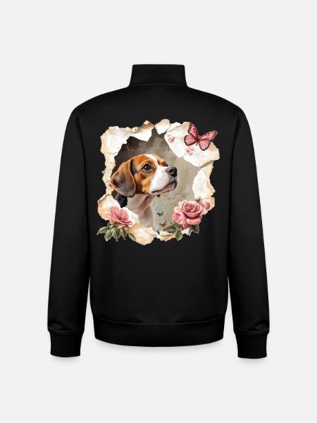 Beagle mit Schmetterling - Unisex Organic Zip Sweatshirt von Stanley/Stella - Schwarz