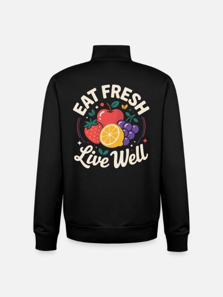 Eat Fresh Live Well - Unisex Organic Zip Sweatshirt by Stanley/Stella - black