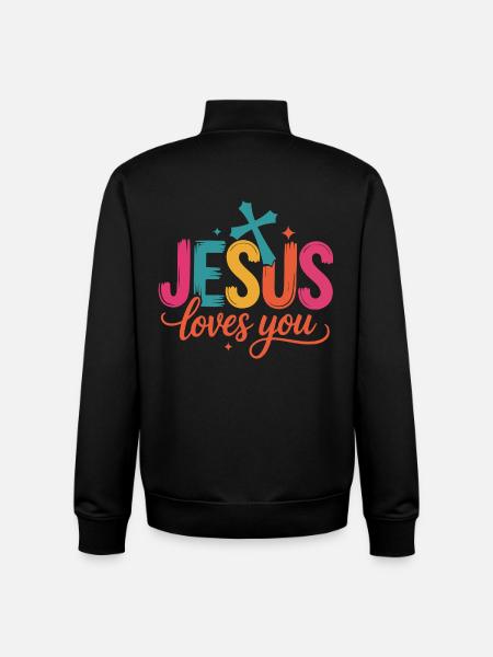 Jesus loves You - Unisex Organic Zip Sweatshirt by Stanley/Stella - black