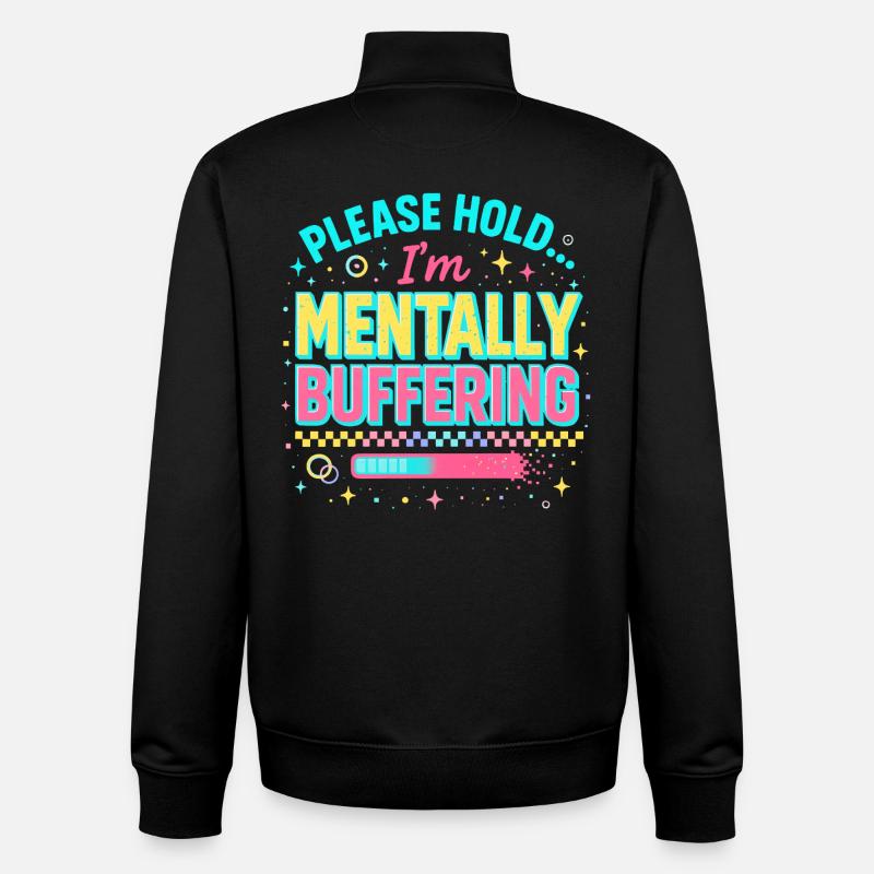 mentally buffering - Unisex Organic Zip Sweatshirt von Stanley/Stella - Schwarz
