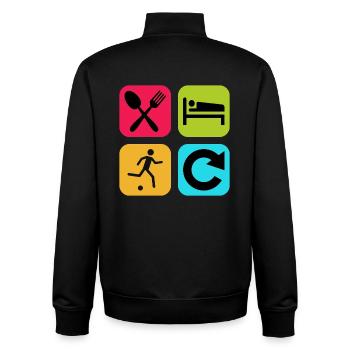 Mange Dors Football Répéter Citation drôle Football - Sweat zippé unisexe en coton bio Stanley/Stella - noir - Dos - AI Model Male 185 light (185cm)
