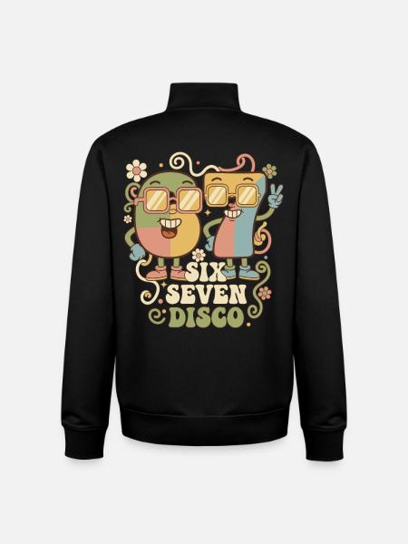 Retrofest 6-7 Discobollspresent Rolig Söt - Unisex sweatshirt med dragkedja i ekologisk bomull Stanley/Stella - svart