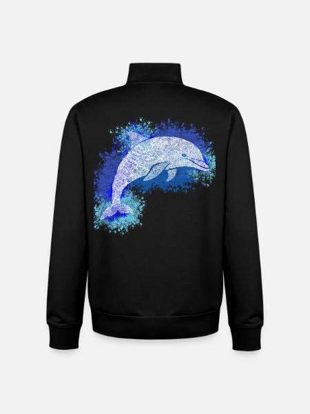 Zentangle Dolphin - Unisex Organic Zip Sweatshirt by Stanley/Stella - black