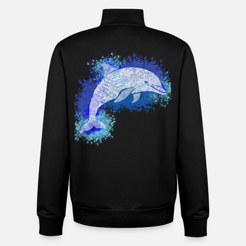 Zentangle-Delfin - Unisex Organic Zip Sweatshirt von Stanley/Stella - Schwarz