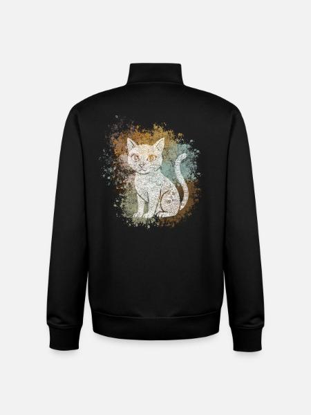 Chat Zentangle - Sweat zippé unisexe en coton bio Stanley/Stella - noir
