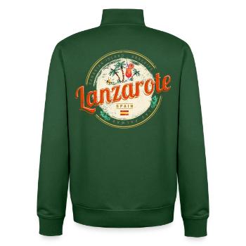 Lanzarote Canary Islands Spain Vintage Souvenir - Unisex Organic Zip Sweatshirt by Stanley/Stella - bottle green - Back - AI Model Male 185 dark (185cm)