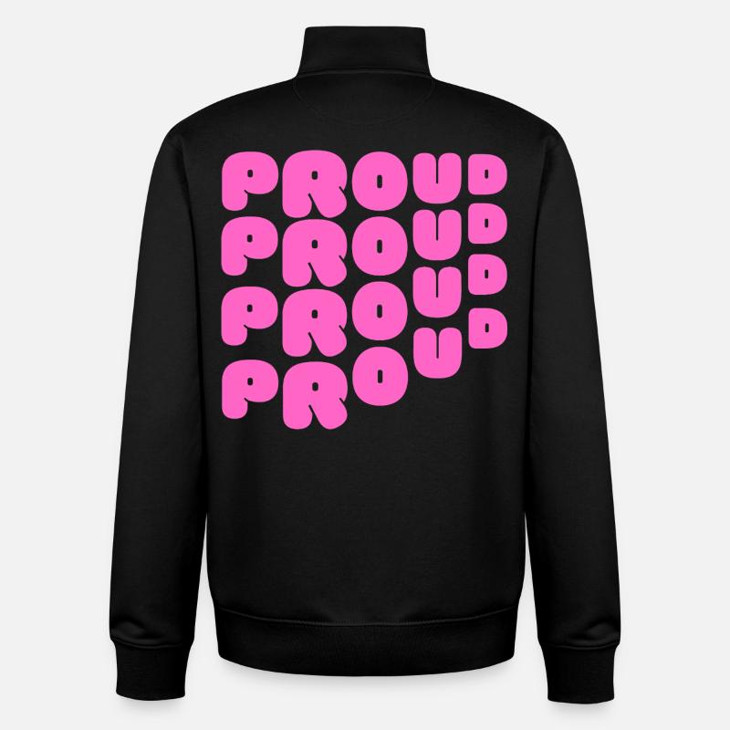 Pride / CSD / LGBTQ+ Design « PROUD » - Sweat zippé unisexe en coton bio Stanley/Stella - noir