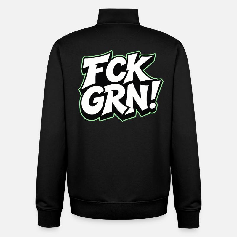 Lettrage de déclaration FCK GRN - Sweat zippé unisexe en coton bio Stanley/Stella - noir