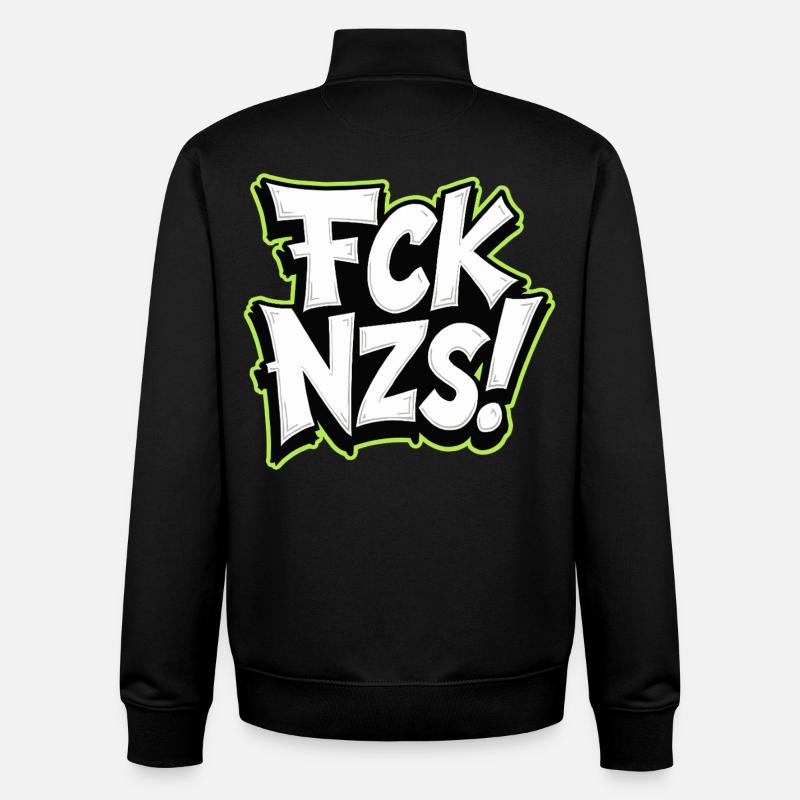 FCK NZS Statement against Racism - Unisex Organic Zip Sweatshirt by Stanley/Stella - black