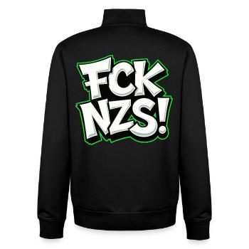 Déclaration de FCK NZS contre le racisme - Sweat zippé unisexe en coton bio Stanley/Stella - noir - Dos - AI Model Male 185 light (185cm)