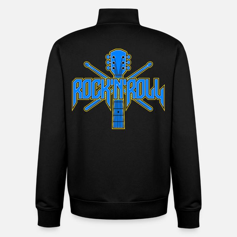 Rock & Roll Gitarrenemblem - Unisex Organic Zip Sweatshirt von Stanley/Stella - Schwarz