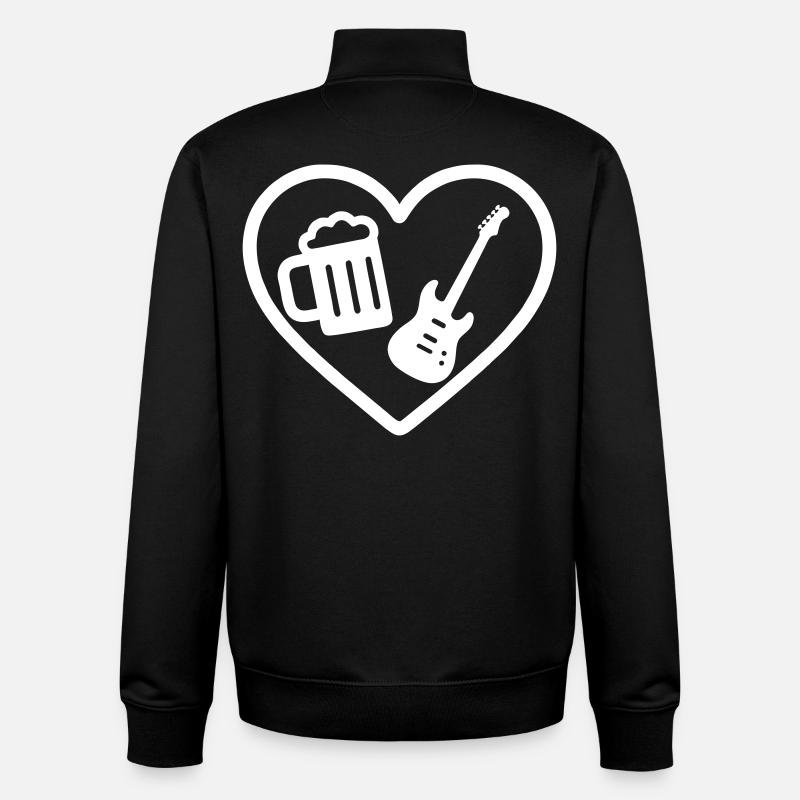 Bière Heart Rock - Sweat zippé unisexe en coton bio Stanley/Stella - noir
