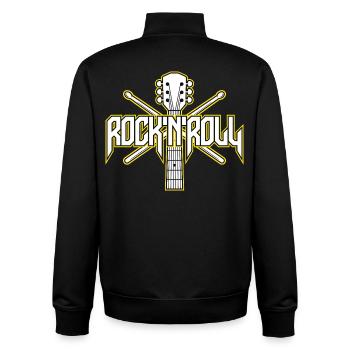 RockNroll Guitar and Drumsticks Emblem - Unisex Organic Zip Sweatshirt by Stanley/Stella - black - Back - AI Model Male 185 light (185cm)