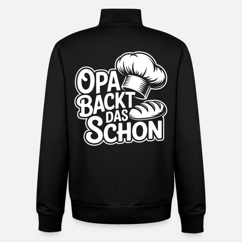 Grandpa bakes it nicely - Unisex Organic Zip Sweatshirt by Stanley/Stella - black