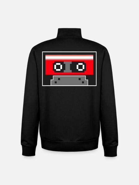 Pixel Art Kassettenband - Unisex Organic Zip Sweatshirt von Stanley/Stella - Schwarz