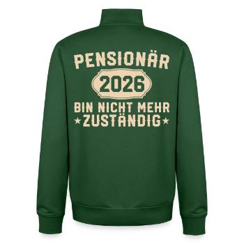 Retraité 2026 Non responsable - Sweat zippé unisexe en coton bio Stanley/Stella - vert bouteille - Dos - AI Model Male 185 dark (185cm)