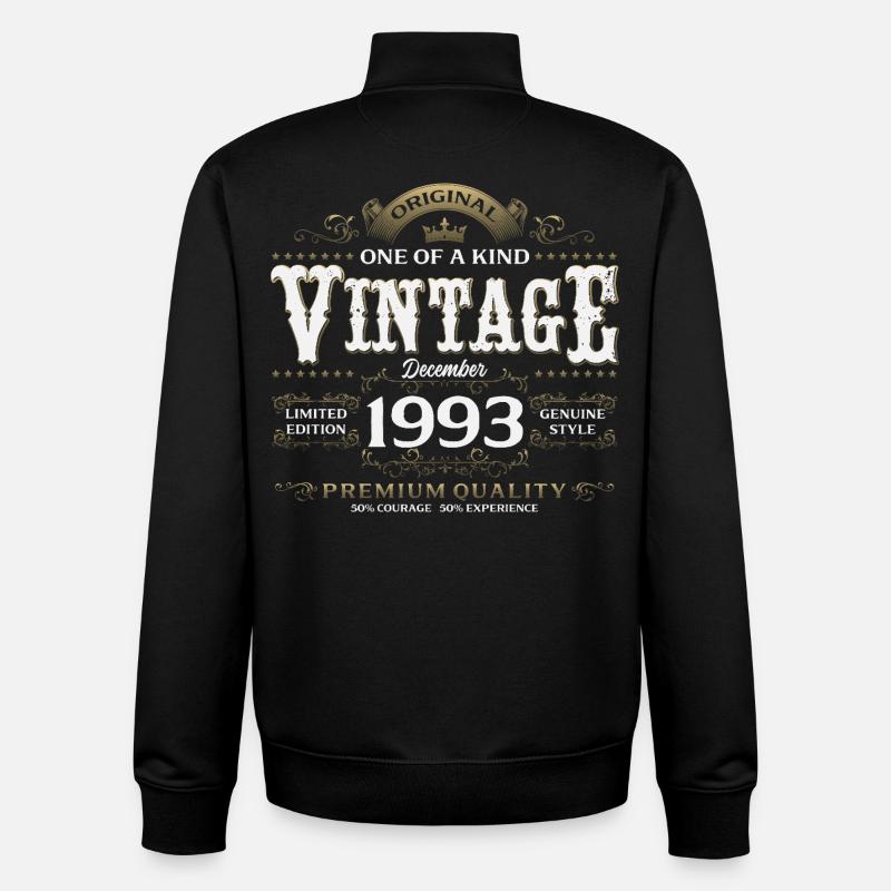 32e anniversaire Millésime décembre 1993 - Sweat zippé unisexe en coton bio Stanley/Stella - noir