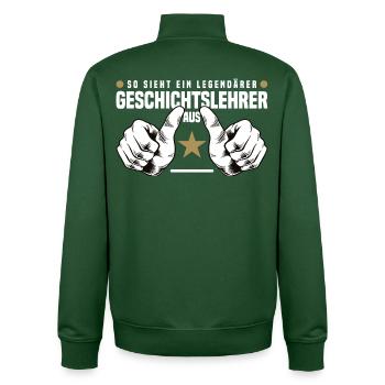 Legendary History Teacher - Unisex Organic Zip Sweatshirt by Stanley/Stella - bottle green - Back - AI Model Male 185 dark (185cm)