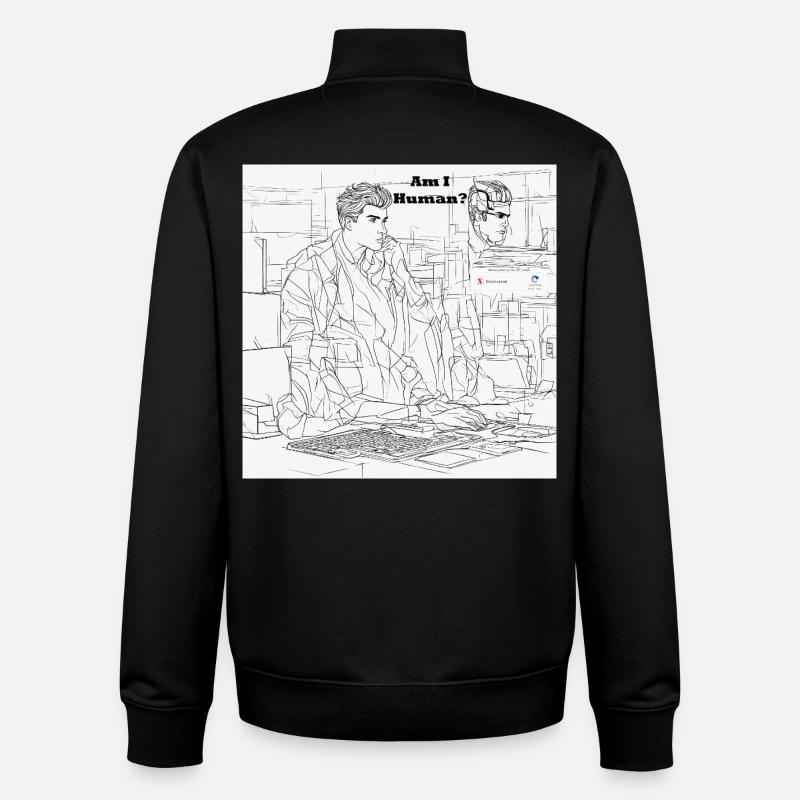 Human or robot - Unisex Organic Zip Sweatshirt by Stanley/Stella - black