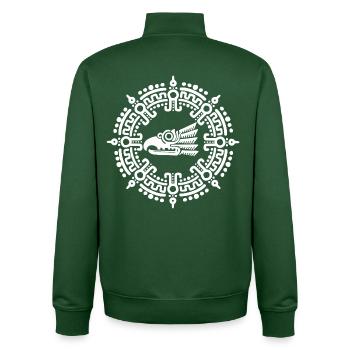 White Aztec symbol - Unisex Organic Zip Sweatshirt by Stanley/Stella - bottle green - Back - AI Model Male 185 dark (185cm)