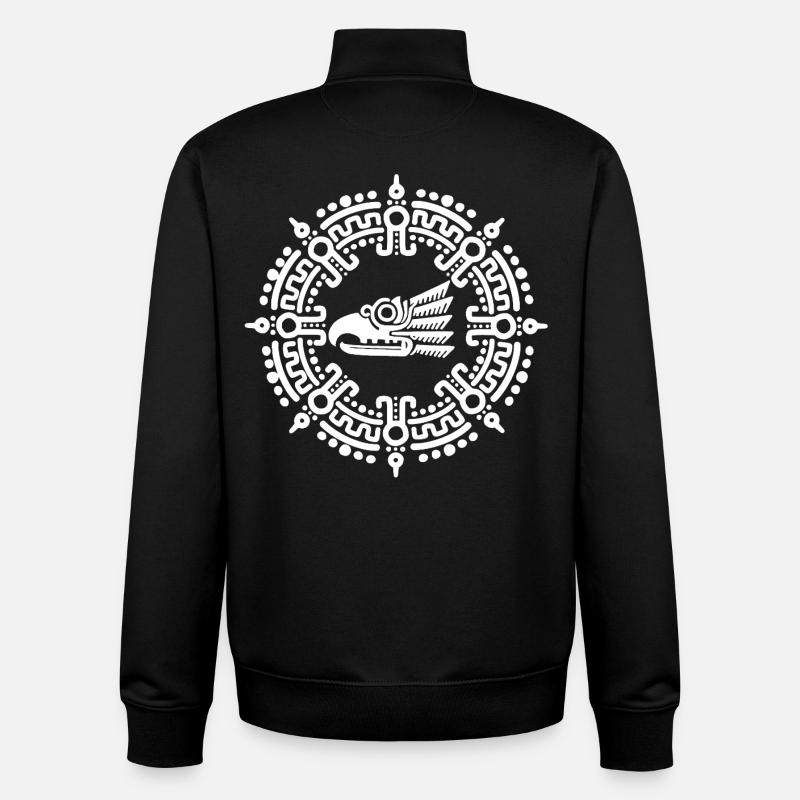 Symbole aztèque blanc - Sweat zippé unisexe en coton bio Stanley/Stella - noir