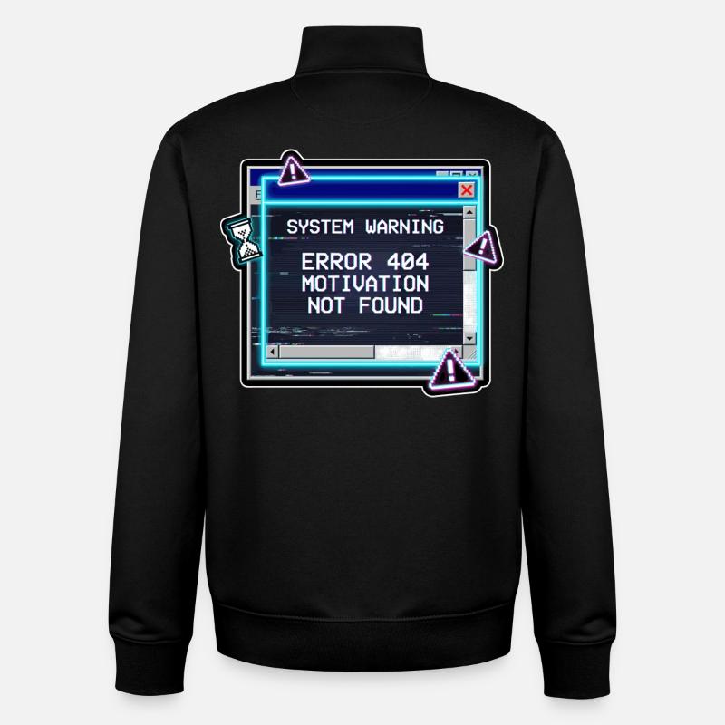 Error 404 Motivation Glitch - Unisex Organic Zip Sweatshirt by Stanley/Stella - black
