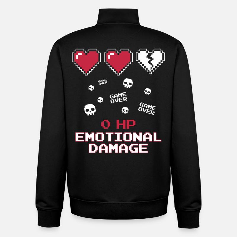 Pixel des dégâts émotionnels - Sweat zippé unisexe en coton bio Stanley/Stella - noir