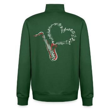 Saxofon Musikliebe Herz - Unisex Organic Zip Sweatshirt von Stanley/Stella - Flaschengrün - Hinten - AI Model Male 185 dark (185cm)