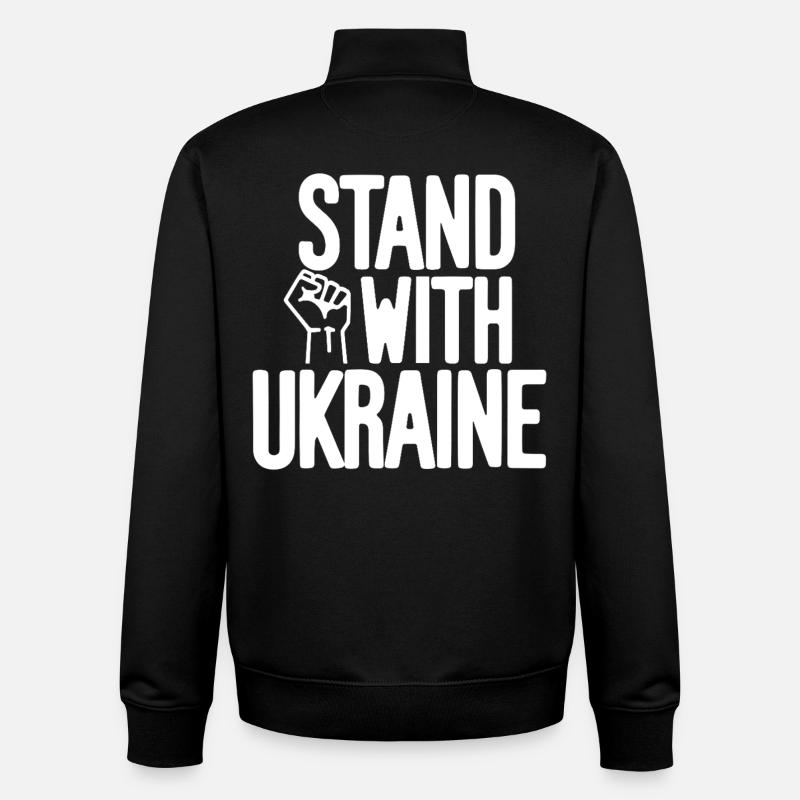 Solidarité avec l’Ukraine - Sweat zippé unisexe en coton bio Stanley/Stella - noir