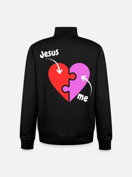 Jesus and me puzzle Heart - Christian - Unisex Organic Zip Sweatshirt by Stanley/Stella - black