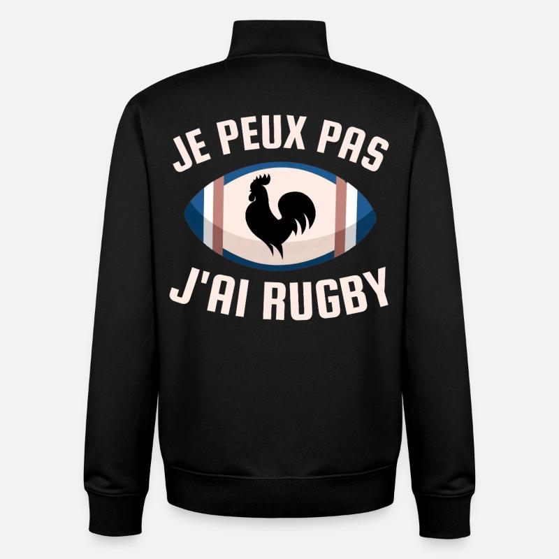 Je peux pas j ai rugby - Sweat zippé unisexe en coton bio Stanley/Stella - noir